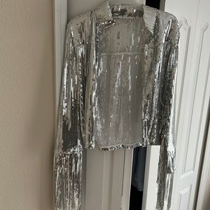 Metallic fringe jacket